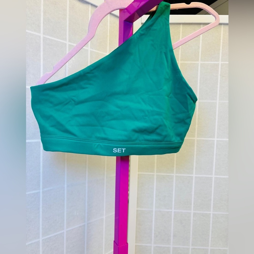 SET Active Green Sports one shoulder bra